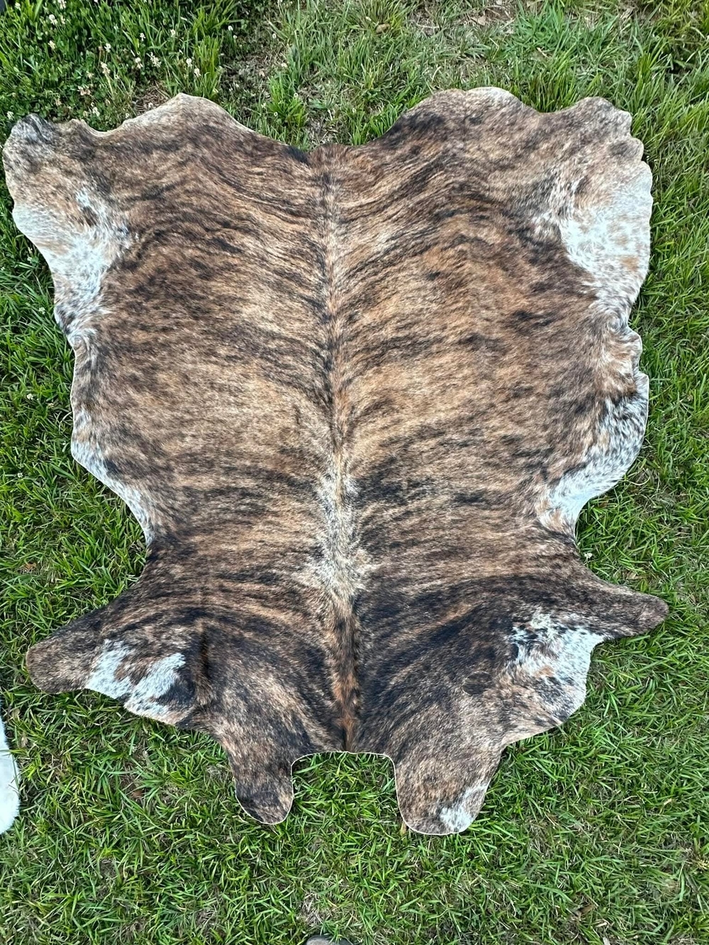 Brindle Cowhide Rug - Natural Brown & White